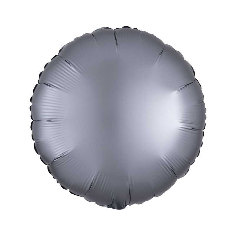 BALLON METALLIQUE ROND SATIN GRAPHITE 43 CM