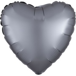 BALLON METALLIQUE COEUR SATIN GRAPHITE 43 CM