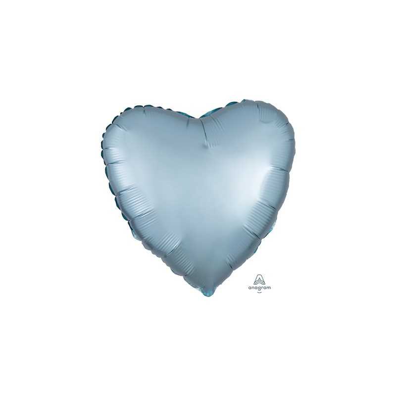 BALLON METALLIQUE COEUR SATIN BLEU PASTEL 43 CM