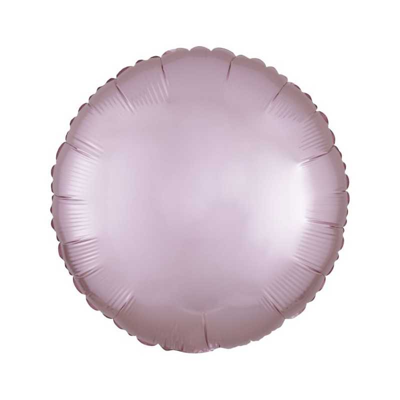 BALLON METALLIQUE ROND SATIN ROSE PASTEL 43 CM