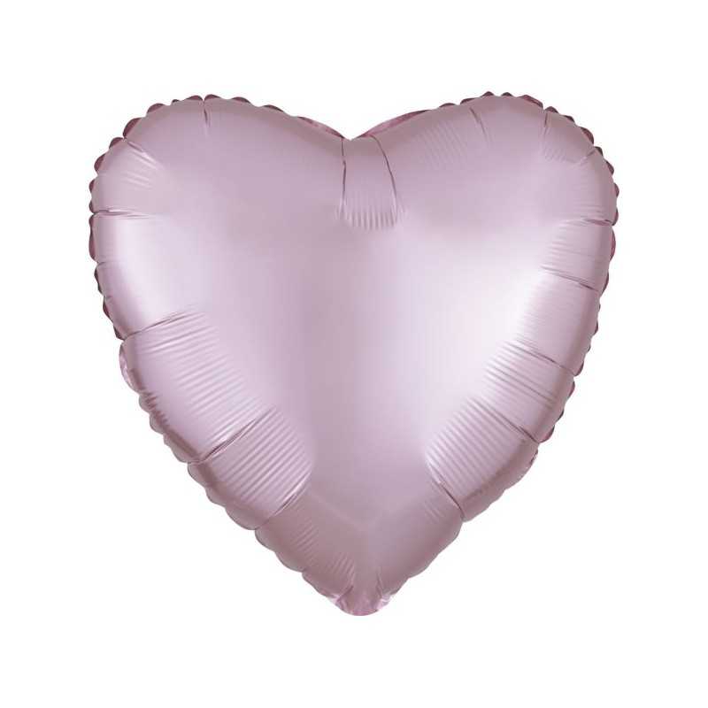 BALLON METALLIQUE COEUR SATIN ROSE PASTEL 43 CM