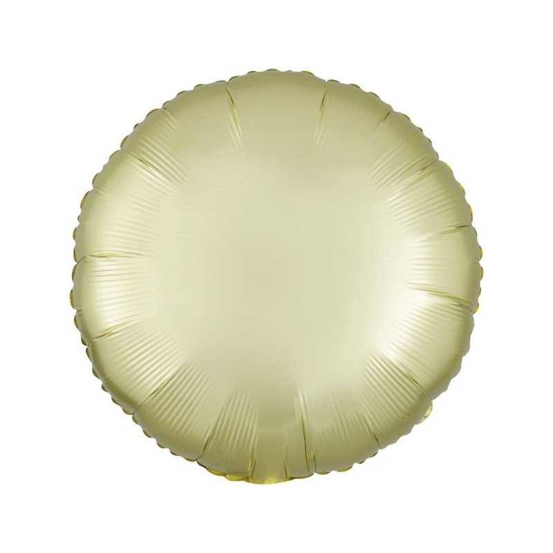 BALLON METALLIQUE ROND SATIN JAUNE PASTEL 43 CM