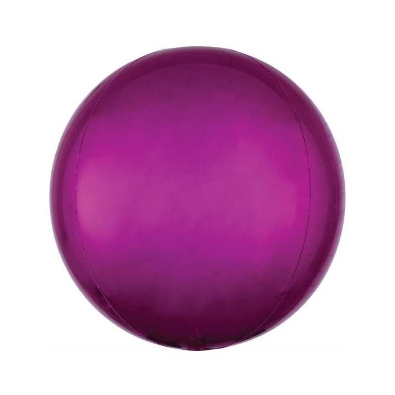 BALLON METALLIQUE ORBZ BOULE FUSCHIA 38 X 40 CM