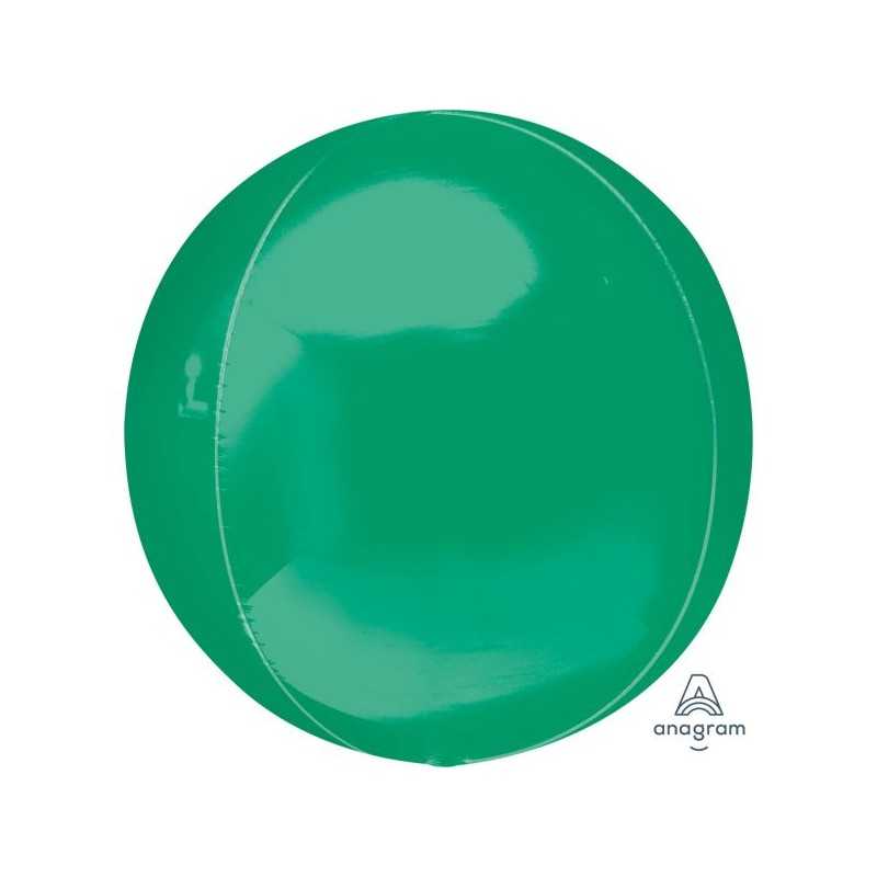 BALLON METALLIQUE ORBZ BOULE VERT 38 X 40 CM