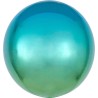 BALLON METALLIQUE ORBZ BOULE OMBRE BLEU VERT 38 X 40 CM