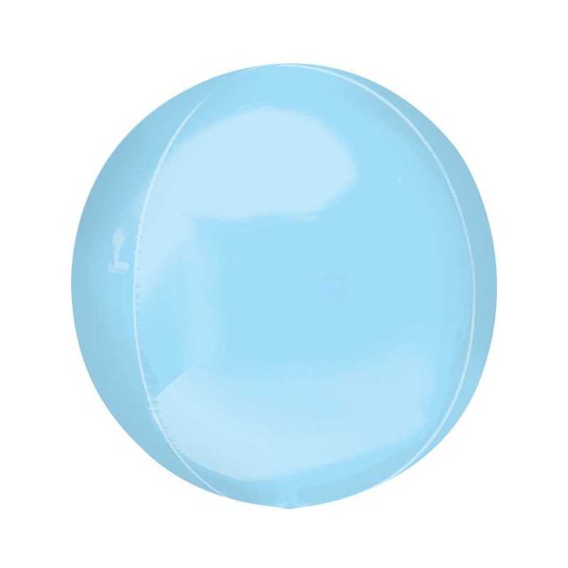 BALLON METALLIQUE ORBZ BOULE BLEU PASTEL 38 X 40 CM
