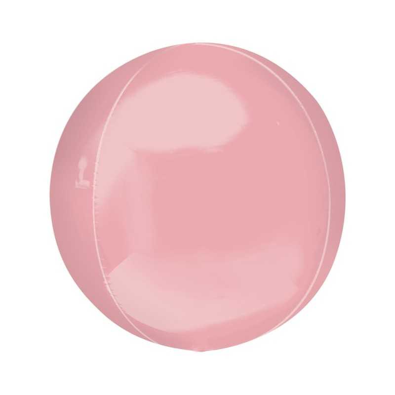 BALLON METALLIQUE ORBZ BOULE ROSE PASTEL 38 X 40 CM