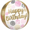BALLON METALLIQUE ORBZ BOULE HAPPY BIRTHDAY GEMS 38 X 40 CM