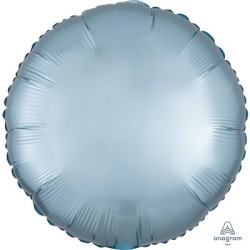 BALLON METALLIQUE ROND SATIN BLEU PASTEL 43 CM