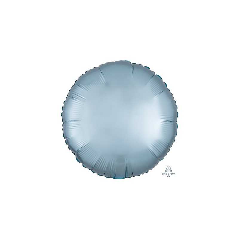 BALLON METALLIQUE ROND SATIN BLEU PASTEL 43 CM