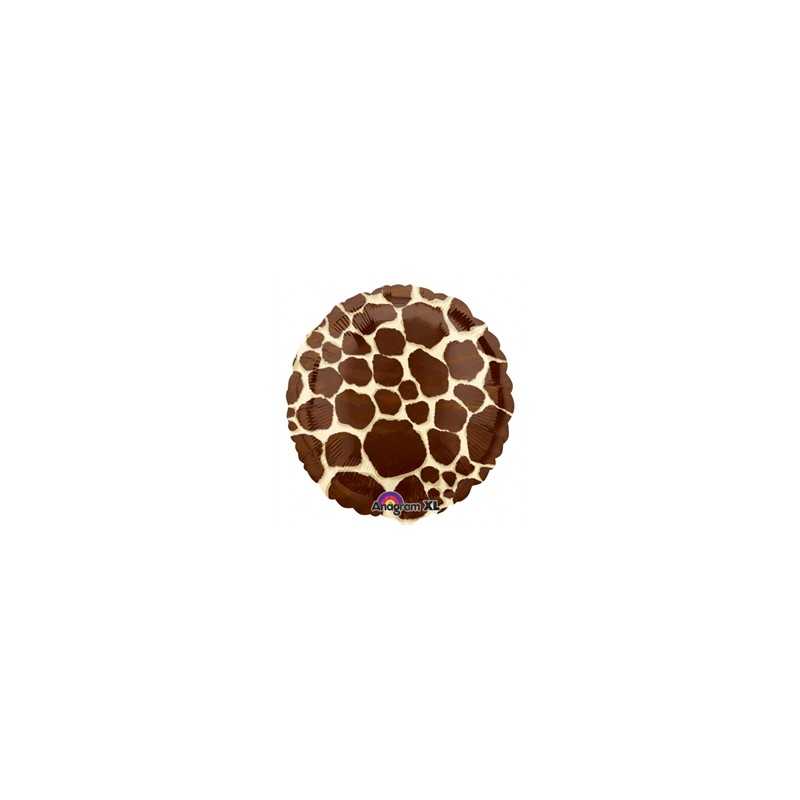 BALLON METALLIQUE ROND IMPRIME GIRAFE 43 CM