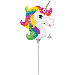 BALLON METALLIQUE 9'' TETE DE LICORNE 23 CM