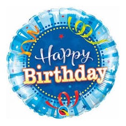 BALLON METALLIQUE ROND HAPPY BIRTHDAY BLEU 9"
