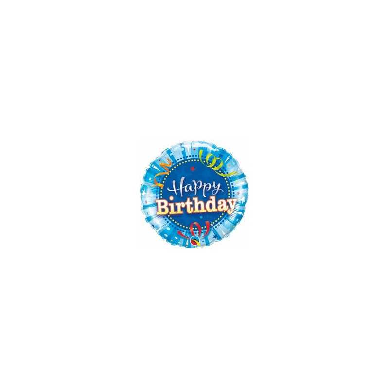BALLON METALLIQUE ROND HAPPY BIRTHDAY BLEU 9"