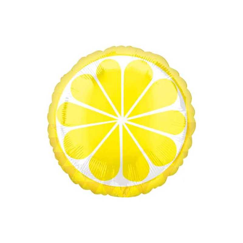 BALLON METALLIQUE ROND CITRON 43 CM