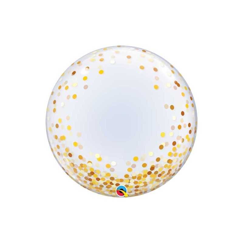 BALLON DECO BUBBLE CONFETTIS OR 61 CM