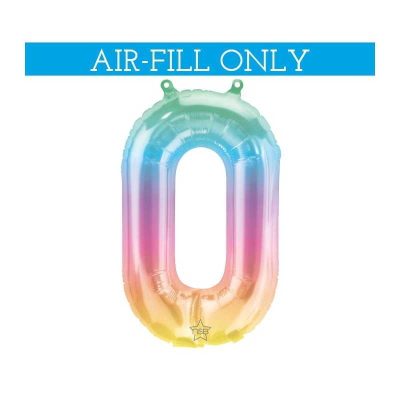 BALLON METALIQUE CHIFFRE 0 MULTI 41 CM