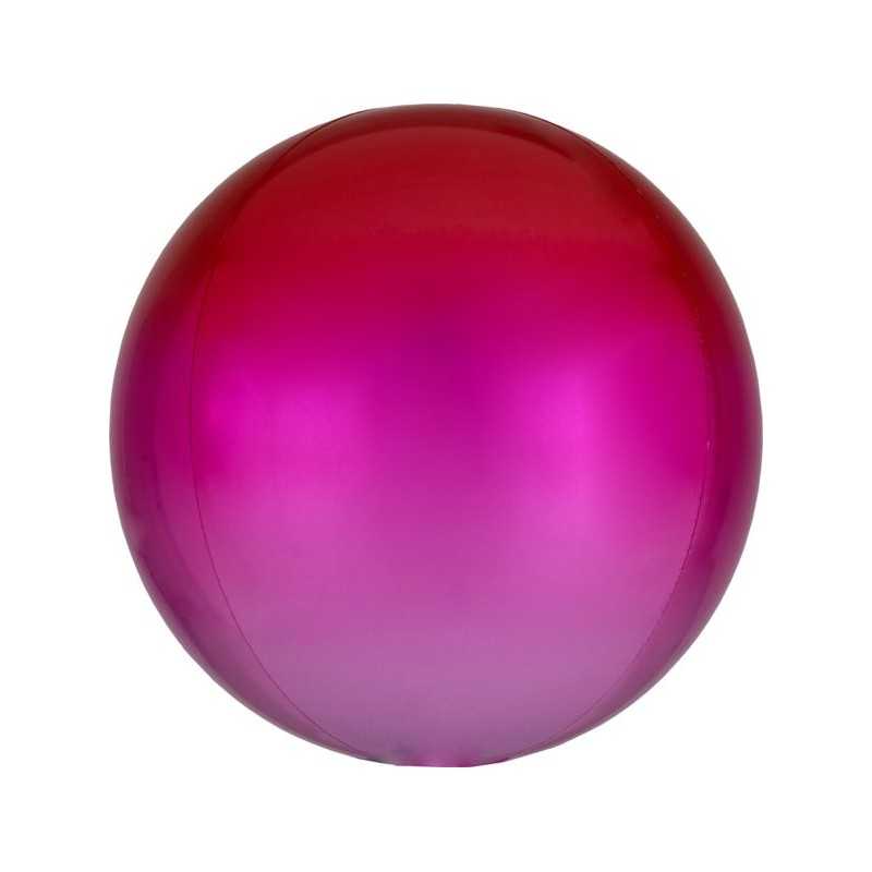 BALLON METALIQUE ORBZ OMBRE ROUGE ET ROSE 38 X 40 CM
