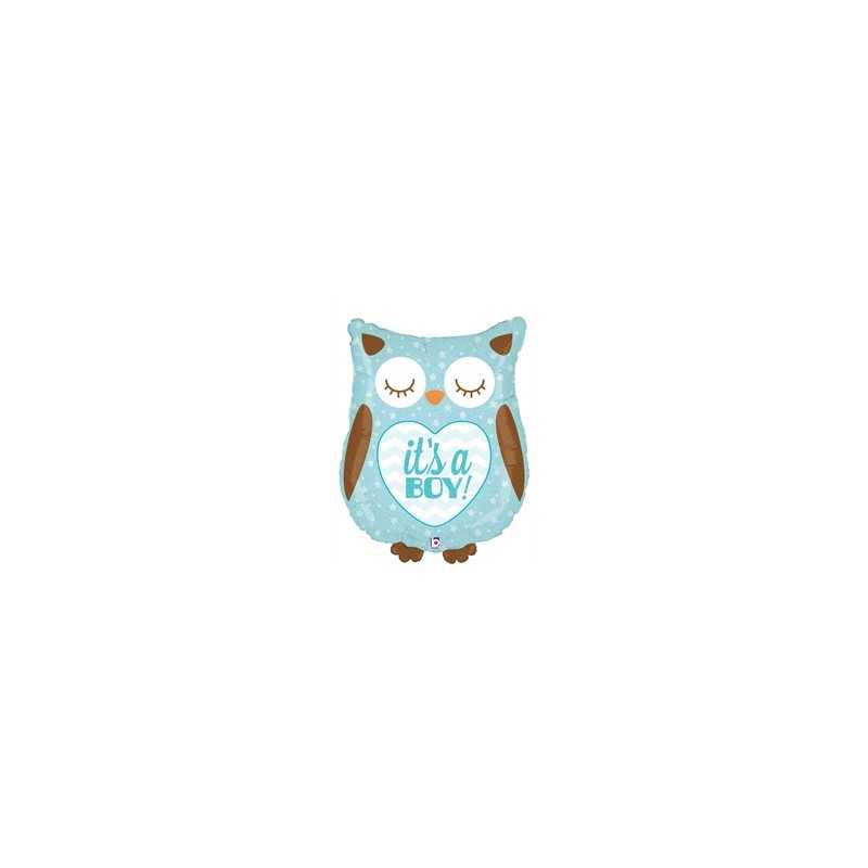 BALLON METALLIQUE 66 CM IT'S A BOY HIBOU HOLO