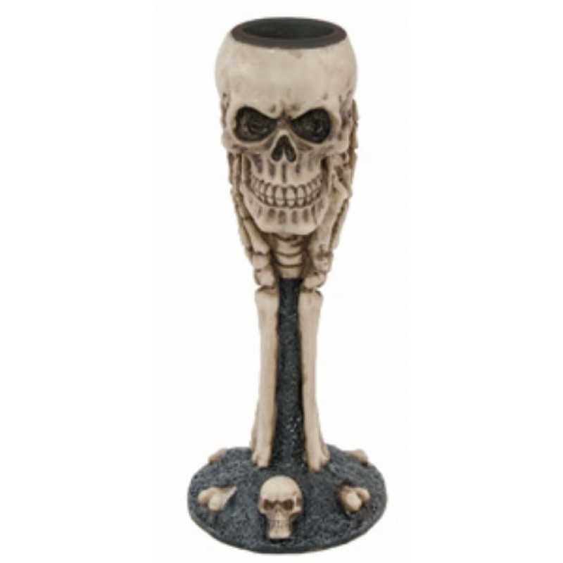 BOUGEOIR TETE DE MORT RESINE 5,3X13 CM