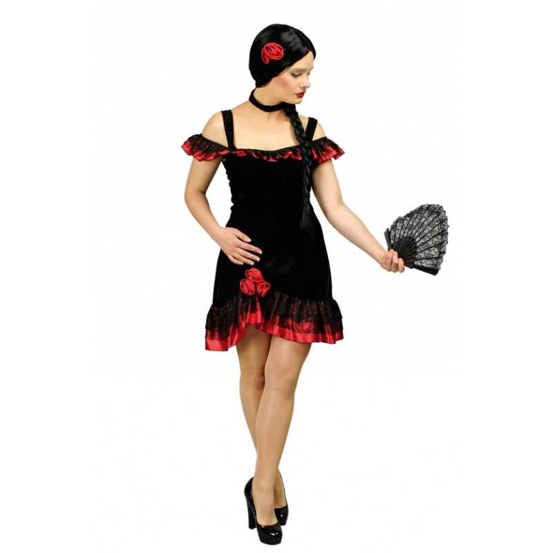 DEGUISEMENT ESPAGNOLE LUCITA NOIR ET ROUGE TAILLE 36-38