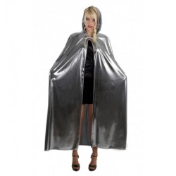 CAPE ARGENT AVEC CAPUCHE 170 CM
