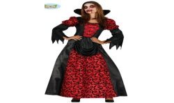 DEGUISEMENT ROBE LONGUE VAMPIRE ROUGE ET NOIRE TAILLE M