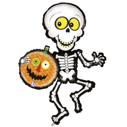 BALLON METALLIQUE SQUELETTE AVEC CITROUILLE 122 CM