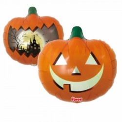 BALLON METALLIQUE CITROUILLE AVEC VISAGE 45 CM