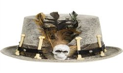 CHAPEAU HAUT DE FORME VAUDOU OS ET SQUELETTE