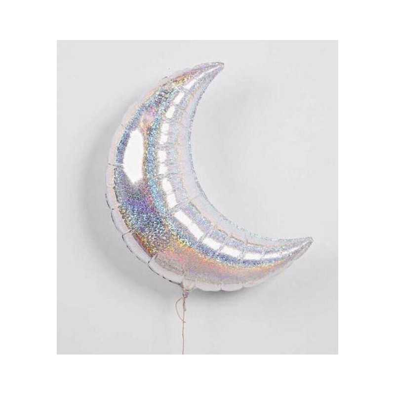 BALLON METALLIQUE LUNE ARGENT BRILLANT TAILLE 53 CM