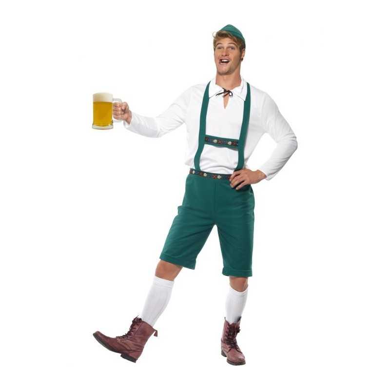DEGUISEMENT BAVAROIS CHEMISE BLANCHE SALOPETTE VERTE TAILLE XL