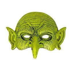MASQUE DEMI VISAGE DE SORCIERE OU GOBELIN  VERT EN LATEX 