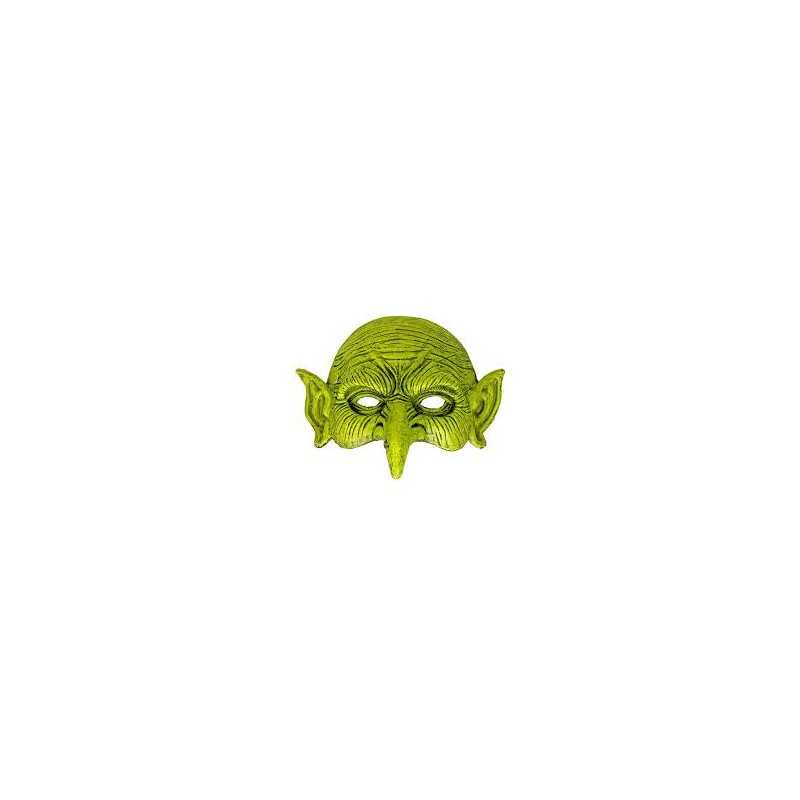 MASQUE DEMI VISAGE DE SORCIERE OU GOBELIN  VERT EN LATEX 