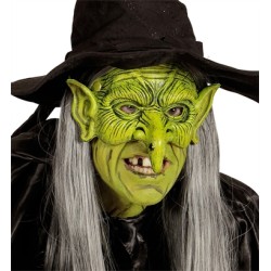 MASQUE DEMI VISAGE DE SORCIERE OU GOBELIN  VERT EN LATEX 