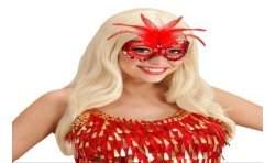 MASQUE LOUP DE BARONNE METAL ROUGE AVEC PIERRE