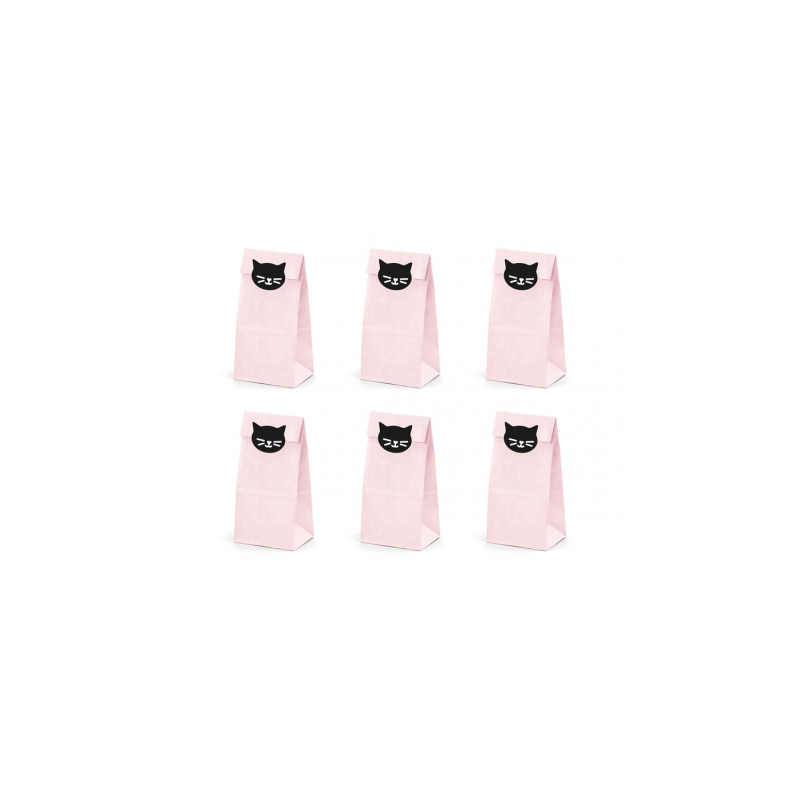 6 SACHETS PAPIER COULEURS PASTELS ETIQUETTES CHAT 8 X 18 X 6 CM
