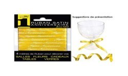 RUBAN SATIN JAUNE ANNIVERSAIRE 4 METRES