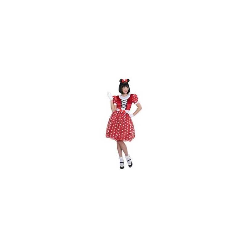 DEGUISEMENT ROBE SOURIS ROUGE A POIDS BLANC TAILLE S 