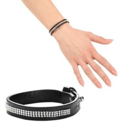BRACELET INSCRUT FAUX CUIR NOIR