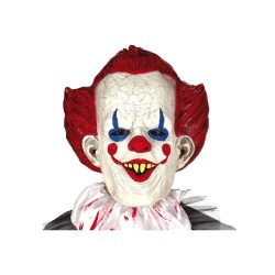 MASQUE CLOWN SINISTRE CHEVEUX ROUGE LATEX