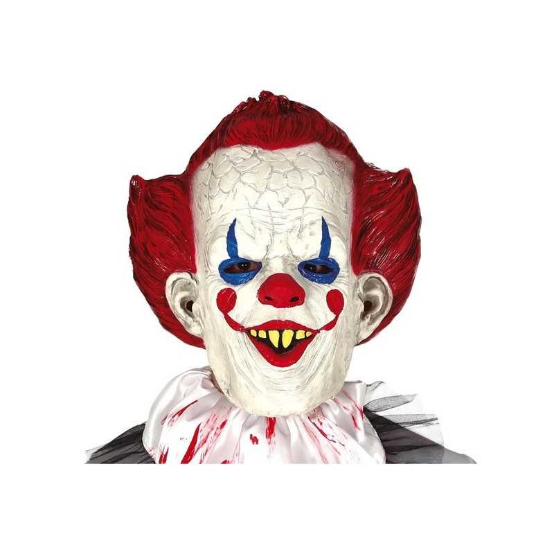 MASQUE CLOWN SINISTRE CHEVEUX ROUGE LATEX