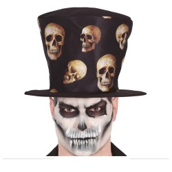 CHAPEAU HAUT DE FORME AVEC TETE DE MORT