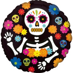 BALLON METALLIQUE ROND DAY OF THE DEAD 46 CM