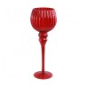PHOTOPHORE OU PORTE BOUGIE VERRE CALICE ROUGE DIA 13CM X 35CM