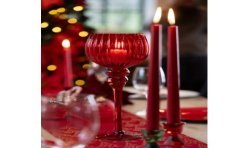 PHOTOPHORE OU PORTE BOUGIE VERRE CALICE ROUGE DIA 13CM X 35CM