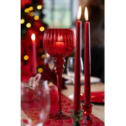 PHOTOPHORE OU PORTE BOUGIE VERRE CALICE ROUGE DIA 13CM X 35CM