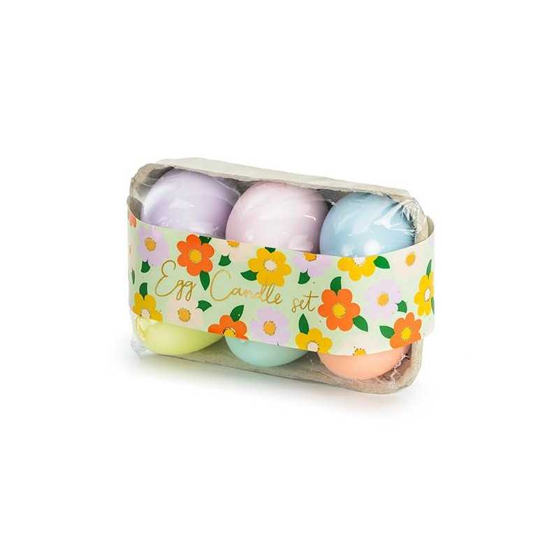 6 BOUGIES PASTEL OEUFS DE PAQUES 7 CM