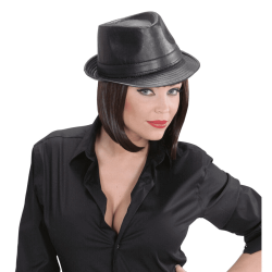 CHAPEAU BORSALINO TRILBY EFFET CUIR NOIR