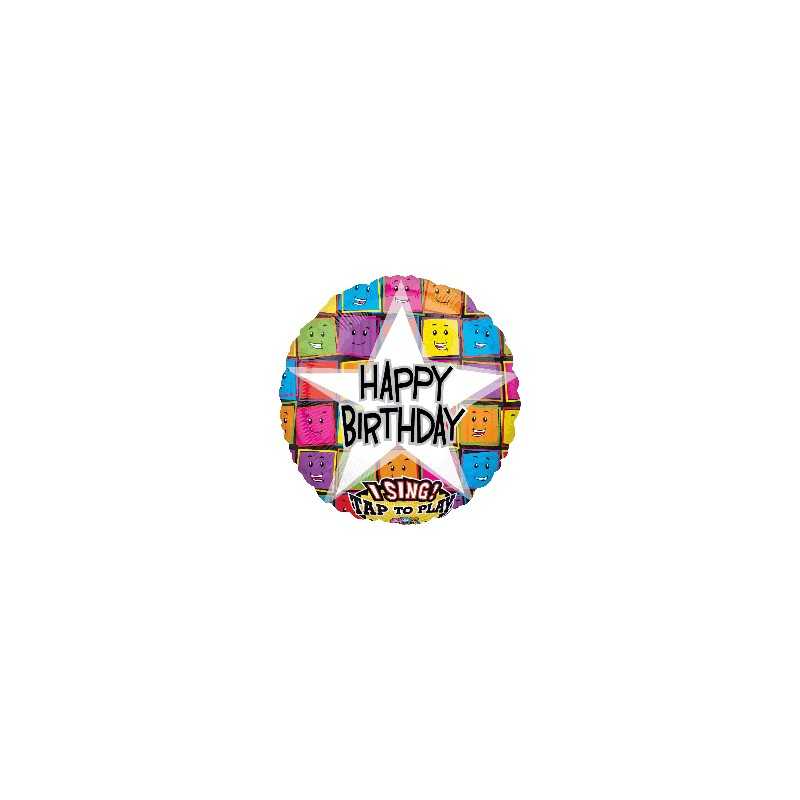 BALLON METALLIQUE MUSICAL ANNIVERSAIRE HAPPY BIRTHDAY 71 CM